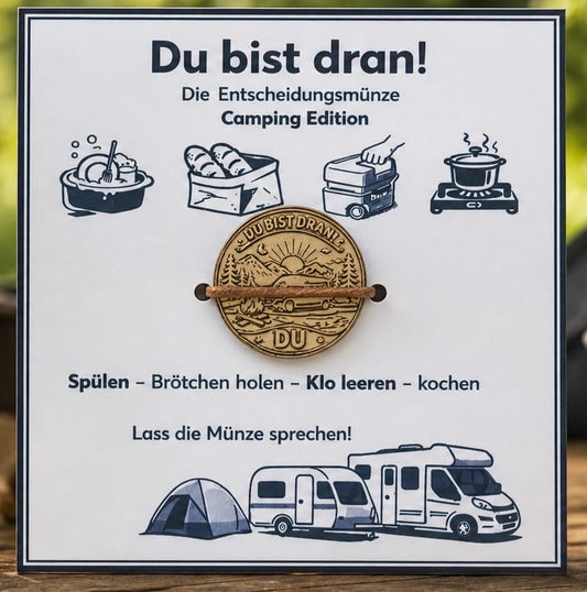 Entscheidungsmünze Camper - Humorvolles Geschenk, Aufgaben spielerisch verteilen