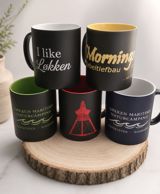Farbige Keramiktasse mit Wunschtext