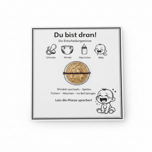 Entscheidungsmünze für Eltern - Papa&Mama Geschenk humorvoll Aufgaben verteilen!